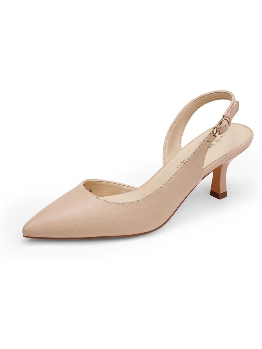 Dream Pairs Women's Nude Kitten Slingback Heels Pointed Toe Low Heel Pump